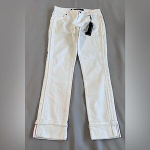 Karl Lagerfeld White Brand New‎  Jeans Size 4 Side Fringe bottom hem Women’s